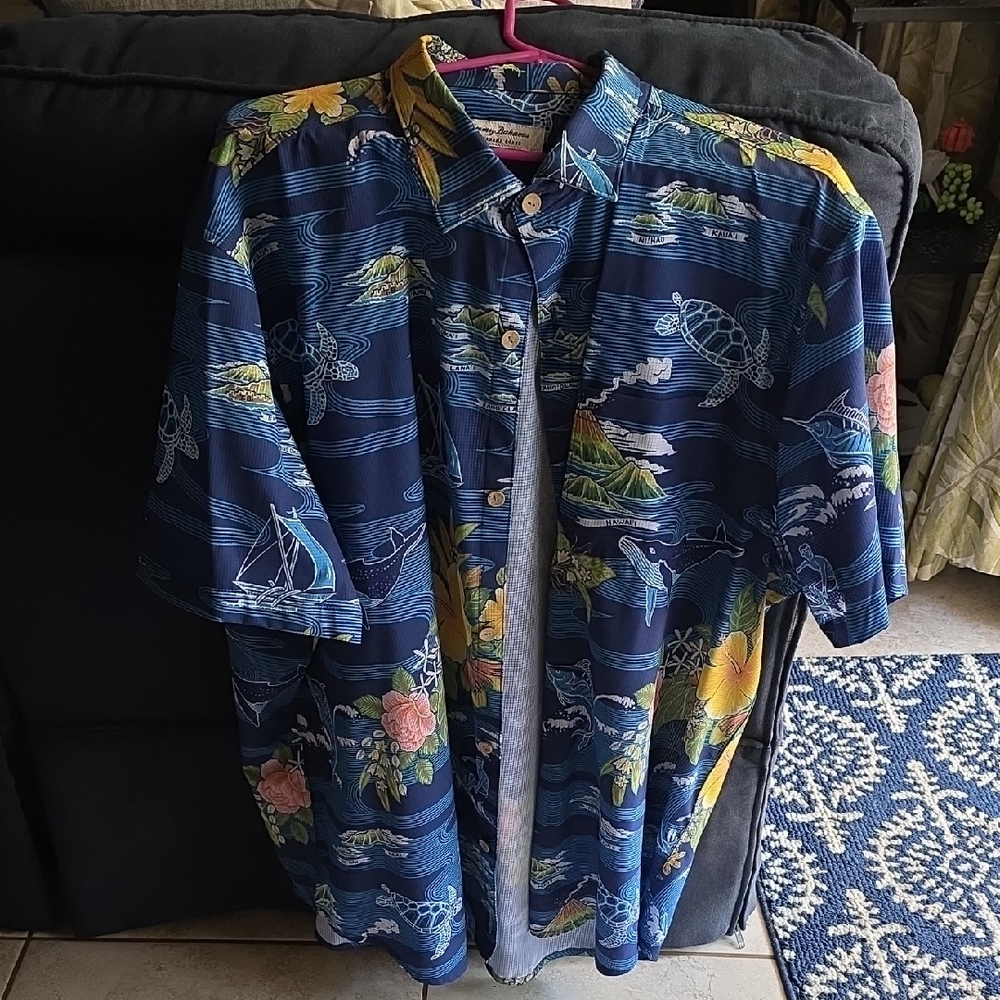 Tommy Bahama Blue Tropical Print Shirt